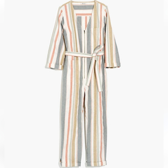 NWT Madewell striped tie waist jumpsuit size 2 - Picture 4 of 11